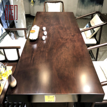 Ebony wood large board log tea table big tea table Tea Board boss table commercial furniture New Chinese style 2 m clearance