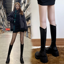 Long cylinder boots woman 2021 However knee-length boots slim leg bag leg high heel rider boot thick underweight slim boot tall drum