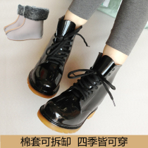 Rain Shoes Women Adults Short Drum Winter Non-slip Fashion Students Water Shoes Martin Rain boots South Korean plus suede Water boots Shoes Female