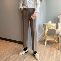 Casual trousers mens nine-point Korean version of the trend slim straight and wild summer suit pants mens business formal elastic waist