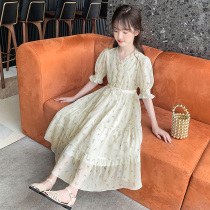 Girls Dress summer short-sleeved big child princess dress 2021 new style chiffon girl knee-length dress