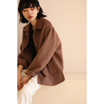 Miss Hadtooth Winter good style curry little man bi prepared simple small lapel wool double-sided tweed coat coat