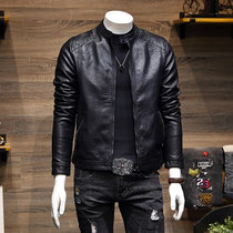 Mens 2021 new mens sheep leather short leather leather leather jacket locomotive coat tide
