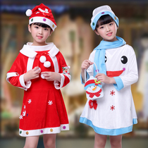 Christmas dress children play Santa Claus dress with boots little girl Christmas show shawl snowman costume