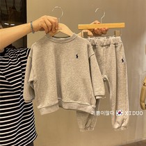 Male And Female Children Suit Spring Autumn Season Korea Pure Cotton Briefs For Children Sports Casual Pure Color Two Sets