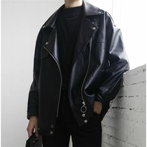 2022 - The new trend plus short - cut short - style locomotive youth handsome jacket coat of mens leather haven
