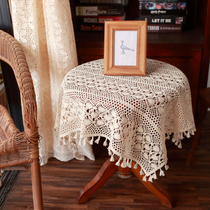 American rural wind table cloth tea table cover towels dust cloth Balcony Garden Round Nordic Log department shooting props