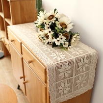 American country retro table flag tablecloth decoration cotton thread crochet tea table cabinet cover literary Forest shooting props