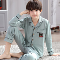 Red beans Spring and Autumn Middle School Youth Pajamas Junior High School Students Cotton Boys 12-15-17 years old Autumn Set