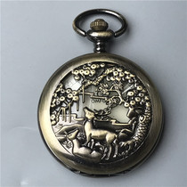 Ancient style pocket watch automatic mechanical watch hollow pure copper nostalgic old watch with chain old watch flip watch