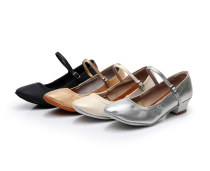 High-quality square heel flat soft-soled cowhide modern dance shoes Latin mens and womens childrens PU four seasons double little leather ladies