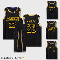 Basketball suit suit Mens and womens custom black Mamba Kobe childrens Lakers Black Gold City edition James No 23 jersey