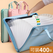  Organ folder Canvas portable organ bag Test paper folder storage bag Test paper storage and finishing artifact a4 folder Junior high school student roll bag Multi-layer insert document book Organ folder Multi-function