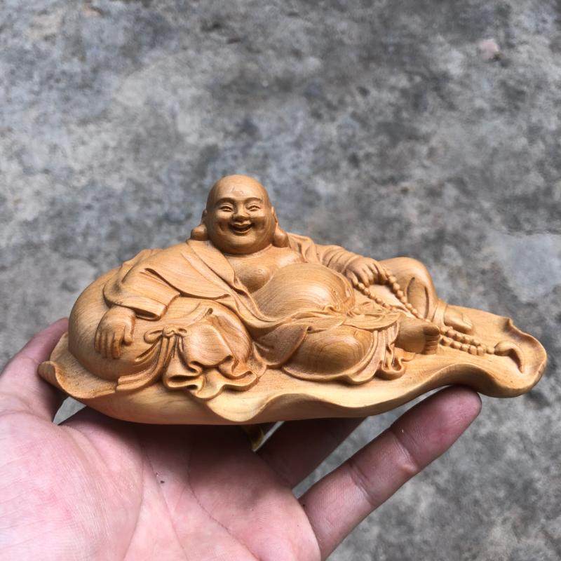 ☆逸品！希少な中国・太行山の天然崖柏一木彫り 布袋（弥勒仏） ☆逸品