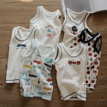 Japanese childrens baby 100%cotton cotton vest summer sleeveless hurdler thin round neck knitted base underwear