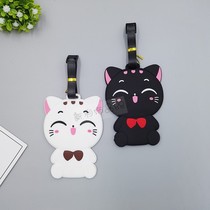 Trunk pendant cartoon cute black and white cat luggage tag travel case hang tag soft rubber creative boarding check-in tag