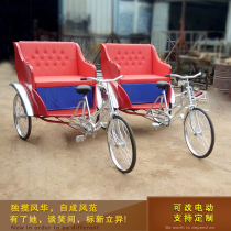New products Retro Manpower Rickshaw Canopy Bike Scenic Area Tourism Sightseeing Bus and TV props Stage Photography