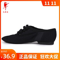Red Dance Shoes Canvas Jazz Shoes Dance Shoes Women Modern Dance Practice Shoes Adult Indoor Dance Shoes 1009