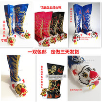  Drama martial arts tiger boots General combat boots Sichuan Opera face-changing tiger boots Thick-soled face-changing tiger boots Plate gold embroidered tiger boots