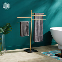 artikel Yati brass marble floor-to-ceiling shower Nordic simple light luxury bathroom rotating towel rack