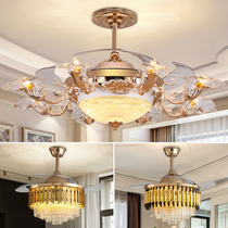 European light luxury crystal invisible ceiling fan lamp living room silent fan lamp modern simple restaurant with electric fan chandelier