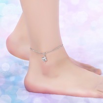 S925 sterling silver hot sale Korean version of Rubiks cube five-pointed star four-leaf clover anklet womens double snake chain silver foot bracelet jewelry