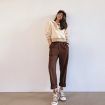 MEIYANG MEIYANG (spot) Black Forest suit pants three-dimensional high waist straight tube micro wide leg tapered trousers