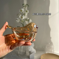 ZENZOE Korean ins Wind Amber Bird glass earring ring jewelry box storage jar decorative ornaments