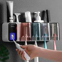 Toothbrush rack fully automatic toothpaste squeezing artifact lazy household non-perforated wall-mounted suction Wall set