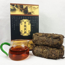 Anhua black tea six years Chen hand building gold flower Fu brick 1000 grams gold flower more taste good Hunan Black Tea Tea Tea knife