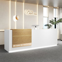 Simple modern clothing store small beauty salon bar cashier company front desk reception imitation marble counter