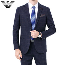 Armani wool suit suit Slim mens business formal professional high-end groom wedding dress suit