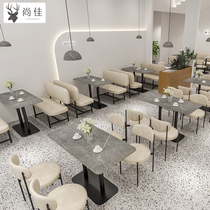 Milk tea shop table and chair combination restaurant dessert coffee Western restaurant Rock board table designer custom card seat sofa