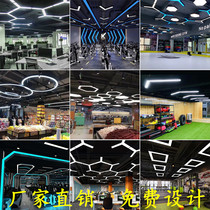  LED office chandelier hexagonal round gym Internet cafe shopping mall combination splicing light Modeling special-shaped light Y-shaped