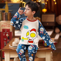 Altman childrens pajamas boys spring and autumn cotton long sleeve boys home clothes middle and big Children Baby set