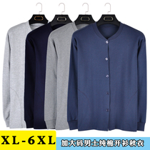 Mens middle-aged pure cotton long sleeve cardiovert sweatshirt with single layer cotton sweatshirt for enlarged size with warm underwear