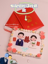 Exclusive marriage certificate collection box customization cartoon image with hand gift couple clay soft pottery gift certificate