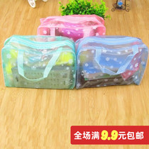 PVC floral portable transparent waterproof cosmetic bag female cosmetics storage bag washing and bathing products storage bag
