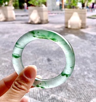 Glass seed round jade bracelet ice type natural old pit a goods floating jade bracelet Burmese jade bracelet female certificate