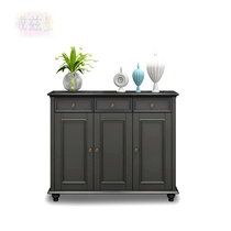 Simple post-modern black solid wood shoe cabinet American Hall Cabinet European porch cabinet bedroom furniture