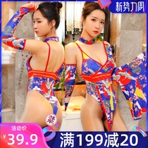 COS Fire dance Chunli uniform suit Sexy bra High fork jumpsuit sleeves Kimono Cheongsam tight dead library water