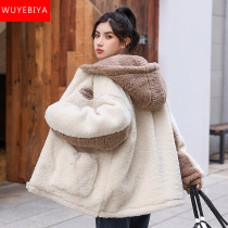 Lamb cotton cotton girls winter dress 2022 new high school students plus thickened cotton coat