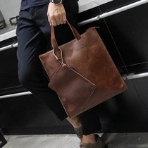 New leather British business retro personalized mens bag casual Hand bag cowhide shoulder bag cross computer bag