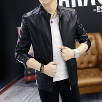 Leather leather mens spring and autumn models plus velvet thick handsome mens jacket casual warm motorcycle leather jacket winter wear