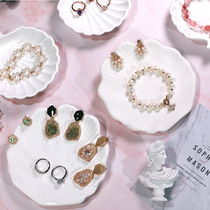 Shell jewelry box Jewelry earrings necklace display plate bracelet ring display ornaments white plaster photo props