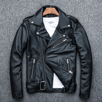 Heavy head layer pure cowhide leather motorcycle leather jacket leather leather mens lapel motorcycle clothing slim fashion new products