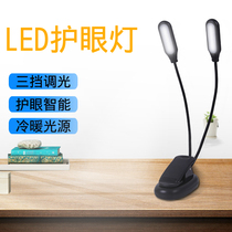 Music stand lamp double head LED clip lamp reading lamp children learning eye protection clip lamp White warm light piano lamp