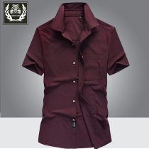 Ice silk light shirt mens short-sleeved loose elastic quick-drying shirt Mens summer outdoor breathable mens casual inch shirt