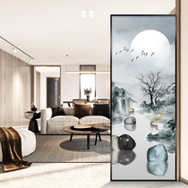 Art glass screen living room bedroom partition into the home entrance barrier barrier new Chinese style simple landscape painting double-sided custom