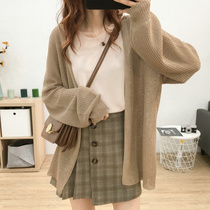 Korea loose hollow ice silk knitted cardigan womens summer shawl sunscreen clothes Wild thin coat air conditioning shirt
